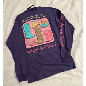 Simply Southern Bucket List Medium shirt Top Purple  Brand New with Tags